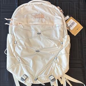 The North Face Off-White Backpack with Bungee Design
